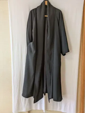 BBCO 블랙 숄카라 롱 코트 오픈 프론트