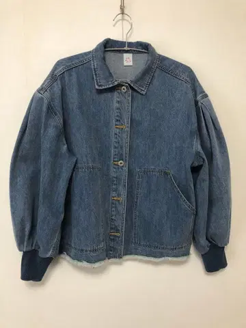 [ 새상품급 USED ] 비어즐리 퍼프 슬리브 데님 자켓 컷팅