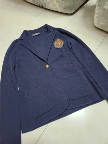 새상품급 랄프 로렌 니트 자켓 네이비 M 골드 버튼 와펜 포함