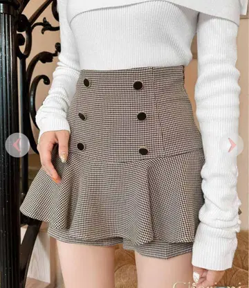 cherimi 더블 버튼 슬림 레그 치마바지