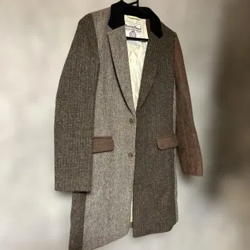 유나이티드 애로우즈 체스터 코트 Harris Tweed 체크 M
