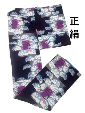 앤티크 우산 문 코몬 순수 실크 기모노 짙은 보라색