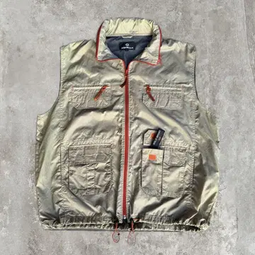 90s AIRWALK 베이지 나일론 베스트 기믹 박스 실루엣