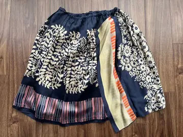 아즈노아즈 실크 스커트 네이비 일본제