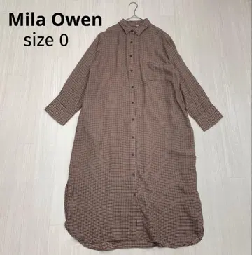 Mila Owen (밀라 오웬) 체크 무늬 긴팔 셔츠 원피스