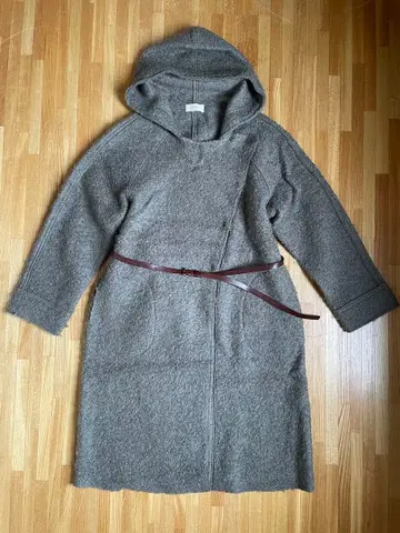 겐텐 후드 부착 울 혼방 롱 코트