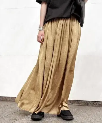 AP STUDIO 빈티지 새틴 개더 스커트