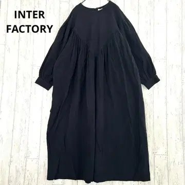 인터 팩토리 볼륨 슬리브 절개 원피스 [F] 루즈핏 블랙