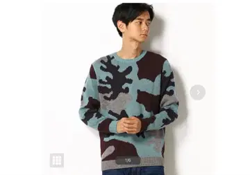 [ 컨디션 최상 ] REPLAY 카모플라쥬 울아크릴 크루넥 니트