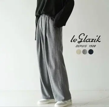 LEGLAZIK 울 플란넬 엘라스틱 팬츠