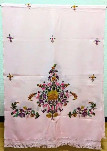 카슈미르 자수 캐시미어 롱 스톨 핑크 미사용 새상품