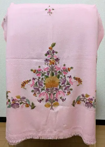 최종 가격 캐시미르 수제 자수 캐시미어 롱 스톨 핑크 미사용 새상품