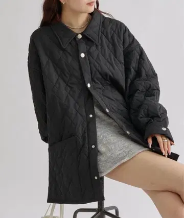 새상품 mystic 카라 부착 퀼팅 자켓 아우터 블랙 mline