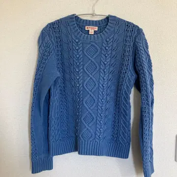 파랑 케이블 니트 긴팔 스웨터