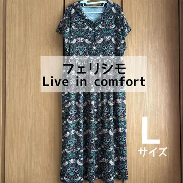 리브인컴포트 딸기 도둑 패턴 티셔츠 원피스: L 사이즈