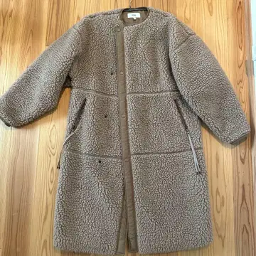 HYKE 보아 자켓 베이지 롱 기장