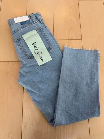 미라 오웬 라이트 블루 데님 프린지 밑단 미라 오웬 청바지