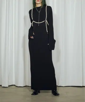 Ezick Lace cuffs 펄 하네스 세트 니트 드레스