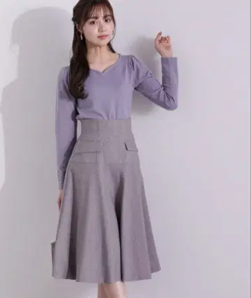 페미닌 체크 하이웨스트 플레어 스커트 프로포션 바디 드레싱