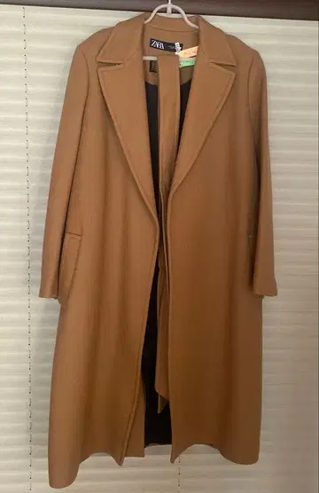 ZARA 롱 코트 벨트 포함 카멜