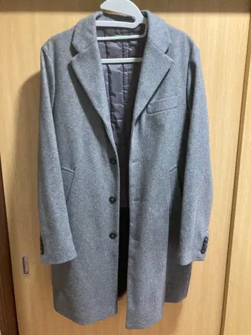 베네통 그레이 체스터 코트 남성용