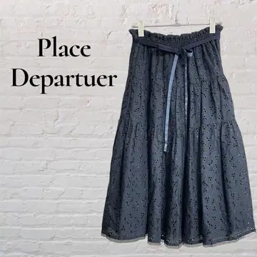 [ Place Departure ] 롱 스커트 허리밴딩 리본 코튼