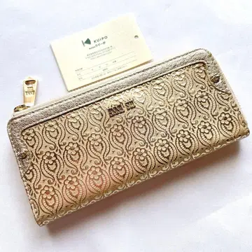 [ 새상품급 ] ANNA SUI 안나수이 골드 엠보 L자 지퍼 장지갑