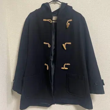 네이비 더플 코트 후드 부착