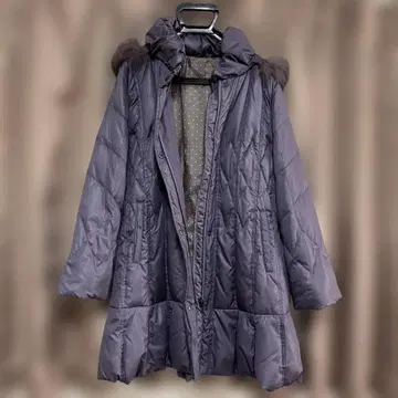 [ 택 포함 새상품 ] 다운 코트 퍼플 L 사이즈 퍼 포함