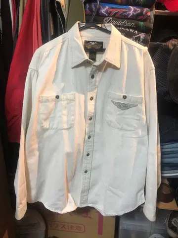90s 빈티지 Harley-Davidson 긴팔 셔츠 XL 화이트
