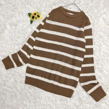 고품질*세븐 데이즈 선데이 스트라이프 니트 스웨터 보더 브라운 화이트 M