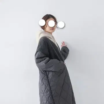 Lupilien 퀼팅 보아 코트 - 차콜