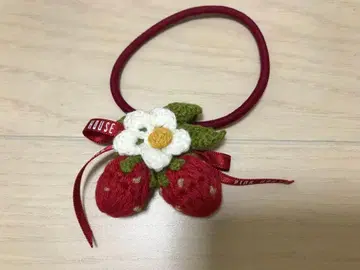 미사용 핑크하우스 딸기 모티브 핑크하우스 로고 리본 빨간색