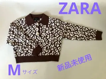 [미사용 새상품] ZARA 애니멀 무늬 자카드 니트 폴로 스웨터 숏 기장