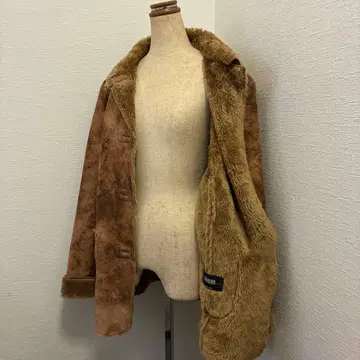 이탈리아제 브라운 무스탕 코트 퍼 옷깃 포함