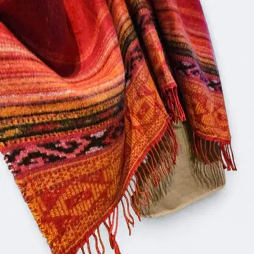 바틱 패턴 변형 스톨 중앙 슬릿 프랑스제 60 x 150