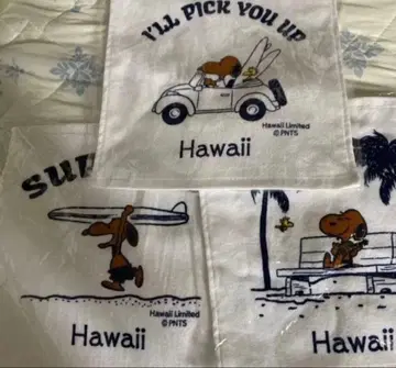 하와이 한정판 디자인 일광화상 스누피 손수건 핸드 타월 3개