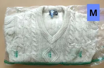 아이보리 케이블 니트 V넥 M