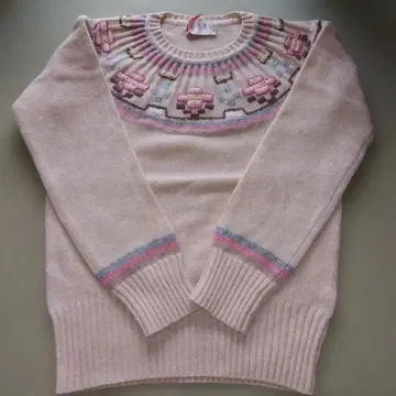 자수 장식 핑크 계열 긴팔 니트 스웨터 마리무라 레트로