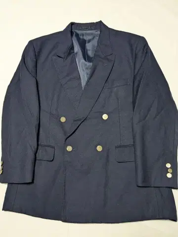 Alger 네이비 더블 브레스트 테일러드 자켓
