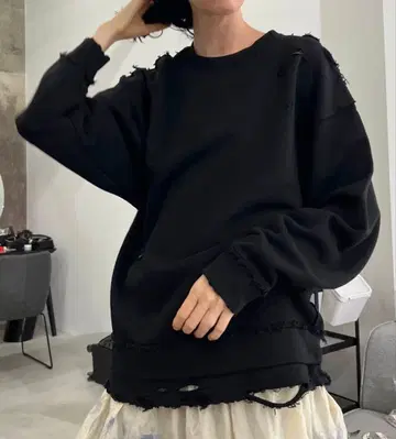 PERVERZE Step Layered Sweatshirt 블랙