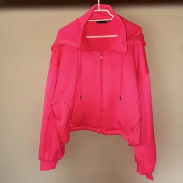 ZARA 후드 부착 핑크 크롭 후드티