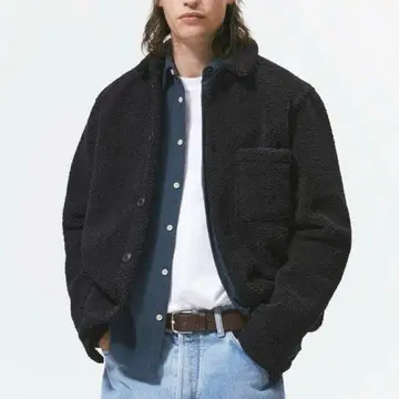 ZARA S-M 남성용 보아 셔츠 자켓 블랙