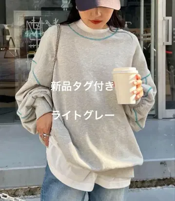 완판템 택 포함 새상품 헬로 샌프란시스코 배색 스티치 오버 맨투맨