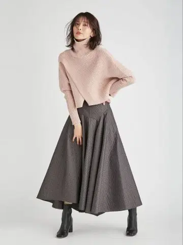 퀼팅 자카드 플레어 스커트 MOC 0