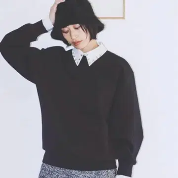 아르페쥬 스토리 비쥬 옷깃 종이상자 풀오버 블랙