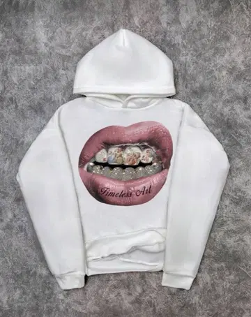 Timeless Art 입술 그래픽 후드티