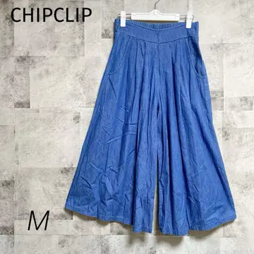 CHIPCLIP [ M ] 가우초 팬츠 데님 블루 허리밴딩 플레어