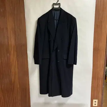네이비 더블 브레스트 캐시미어 코트