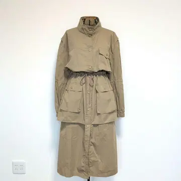 STYLENANDA 밀리터리 코트 허리 드로우 스트링 포함